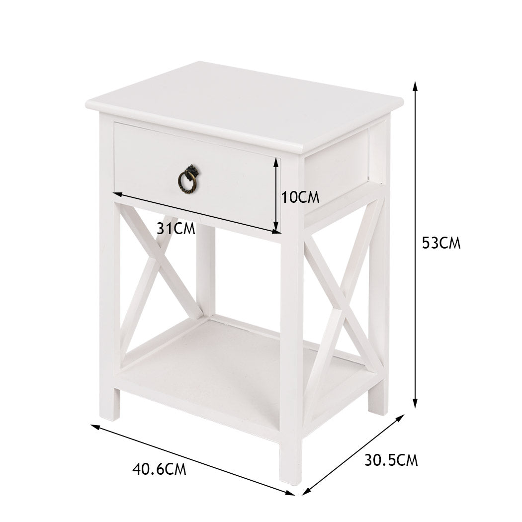 2x Bedside Tables Drawers Side Table Storage Cabinet Nightstand Bedroom Levede