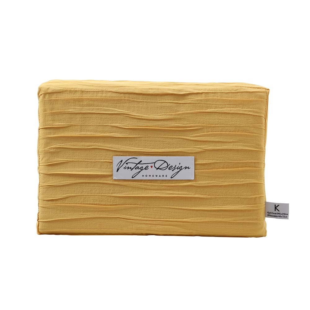 Vintage Design Malvern Cotton Quilt Cover Set - Ochre Vintage Design