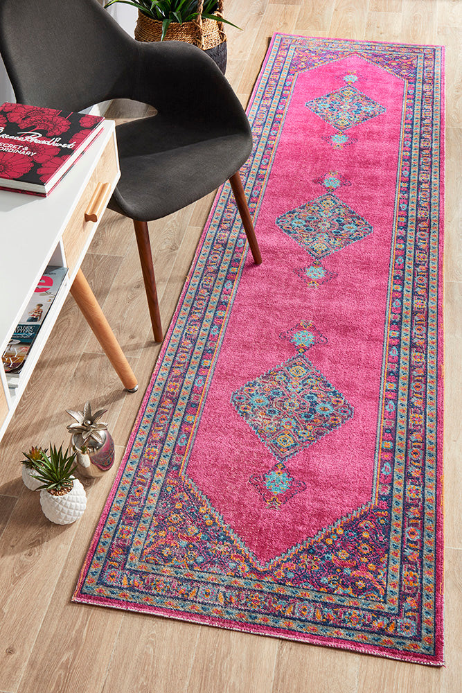 Eternal Whisper Diamond Pink Runner Rug Rug Culture