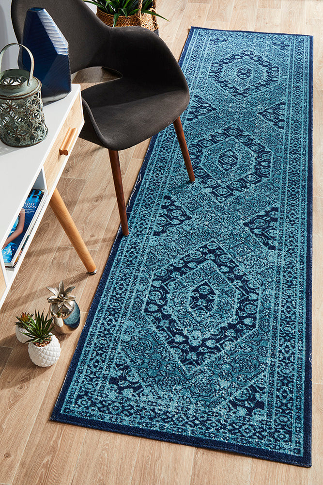 Eternal Whisper Vision Blue Runner Rug Rug Culture