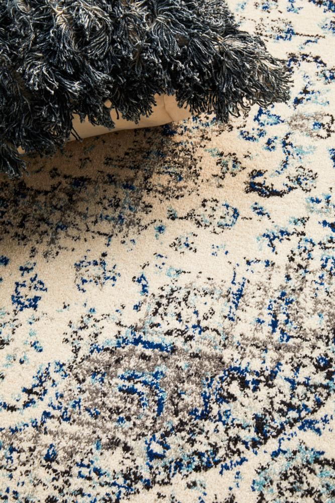 Evoke Mist White Transitional Round Rug Rug Culture