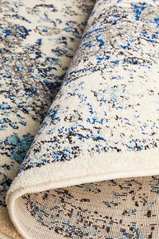 Evoke Mist White Transitional Round Rug Rug Culture