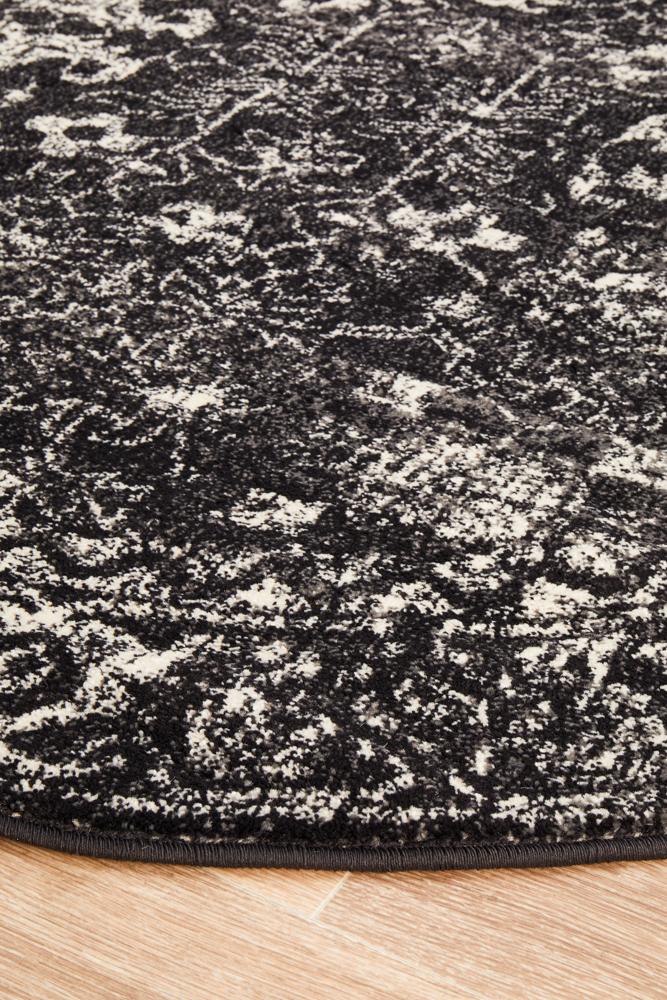 Evoke Estella Charcoal Transitional Round Rug Rug Culture