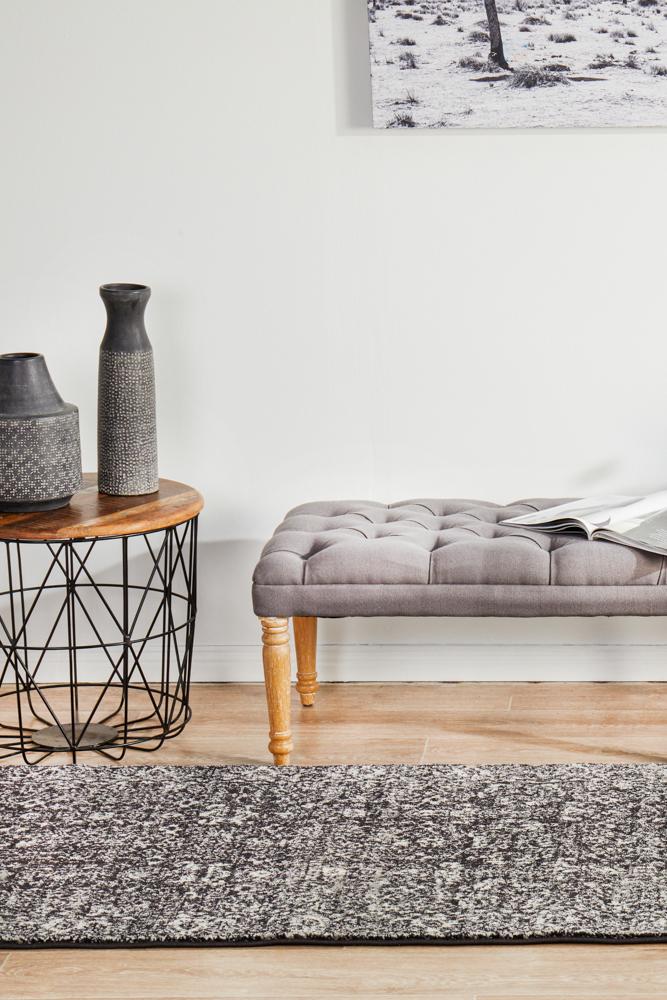 Evoke Estella Charcoal Transitional Runner Rug Rug Culture