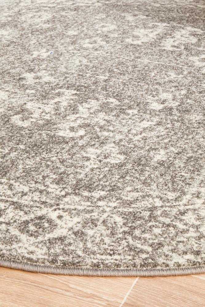Evoke Pidgeon Grey Transitional Round Rug Rug Culture