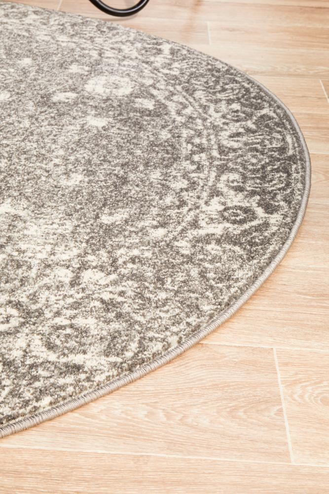 Evoke Pidgeon Grey Transitional Round Rug Rug Culture