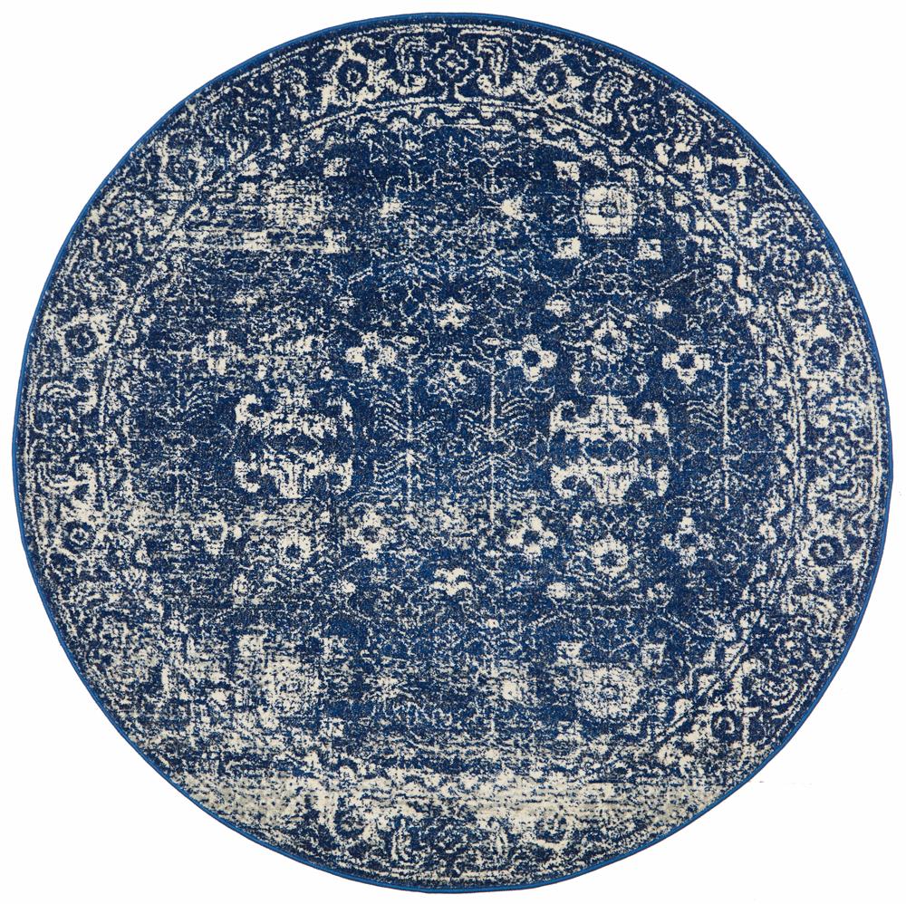 Evoke Oasis Navy Transitional Round Rug Rug Culture