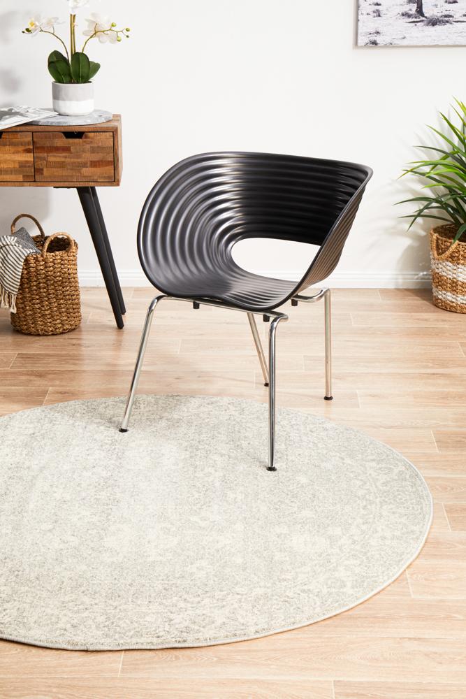 Evoke Shine Silver Transitional Round Rug Rug Culture