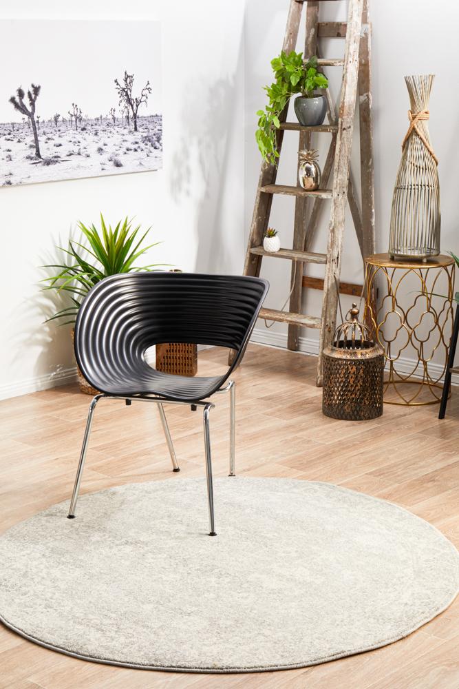 Evoke Shine Silver Transitional Round Rug Rug Culture