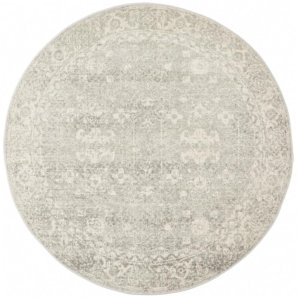 Evoke Shine Silver Transitional Round Rug Rug Culture