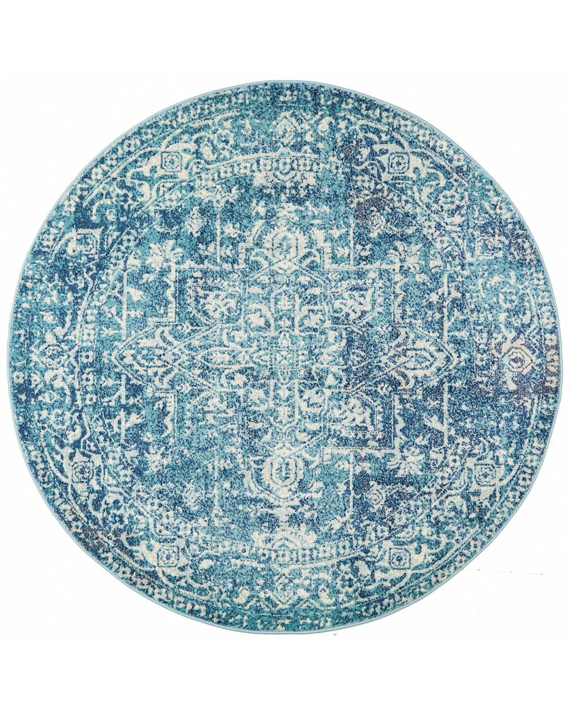 Evoke Muse Blue Transitional Round Rug Rug Culture