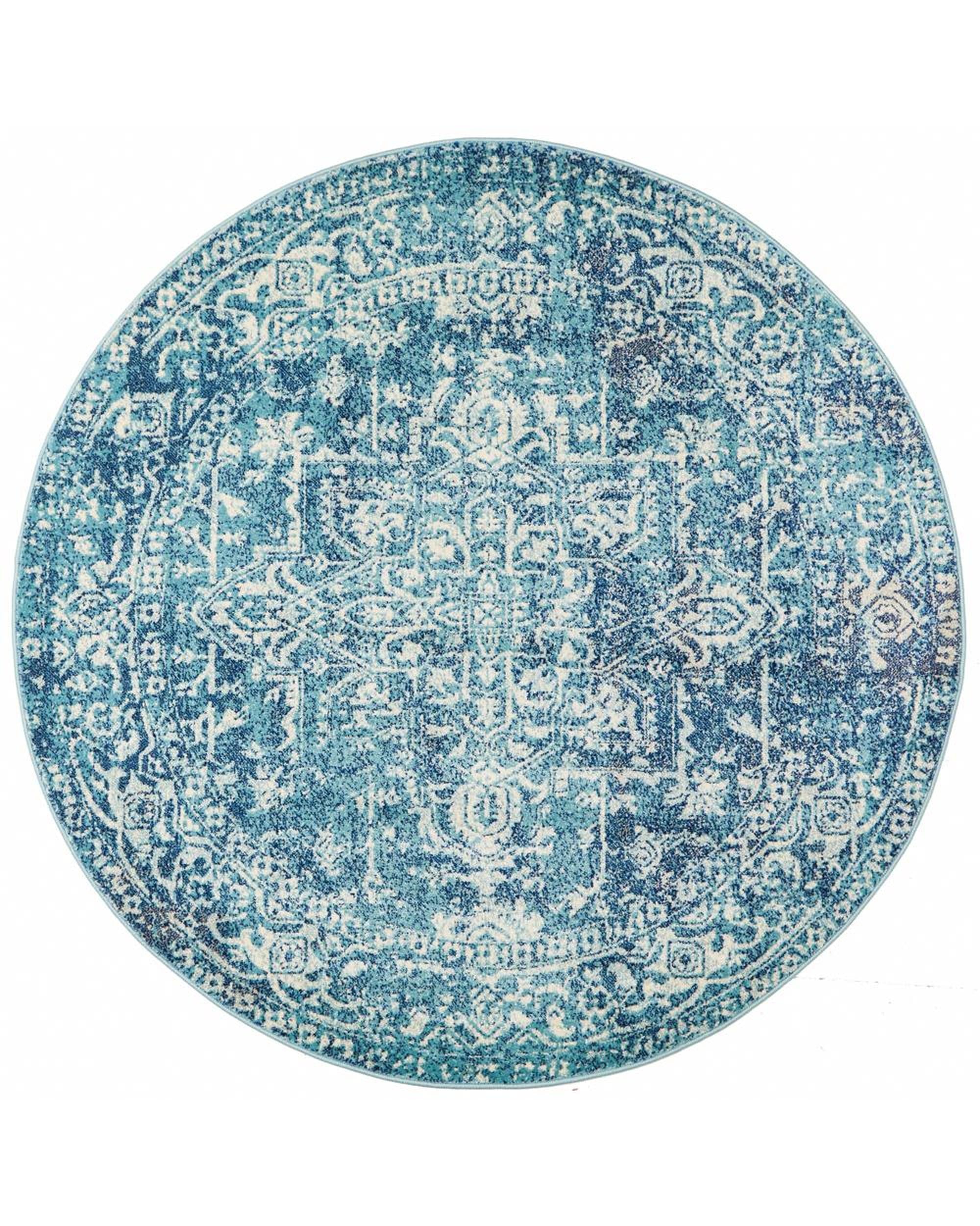 Evoke Muse Blue Transitional Round Rug Rug Culture
