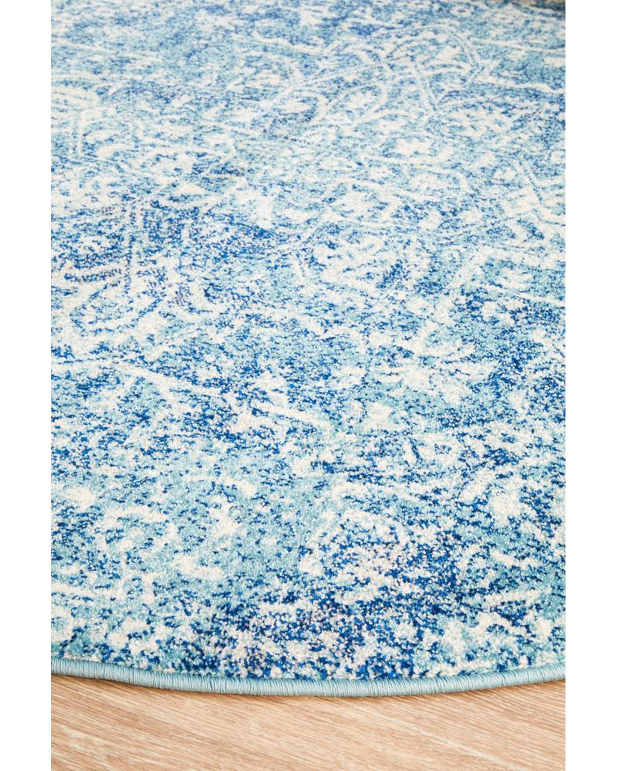 Evoke Muse Blue Transitional Round Rug Rug Culture