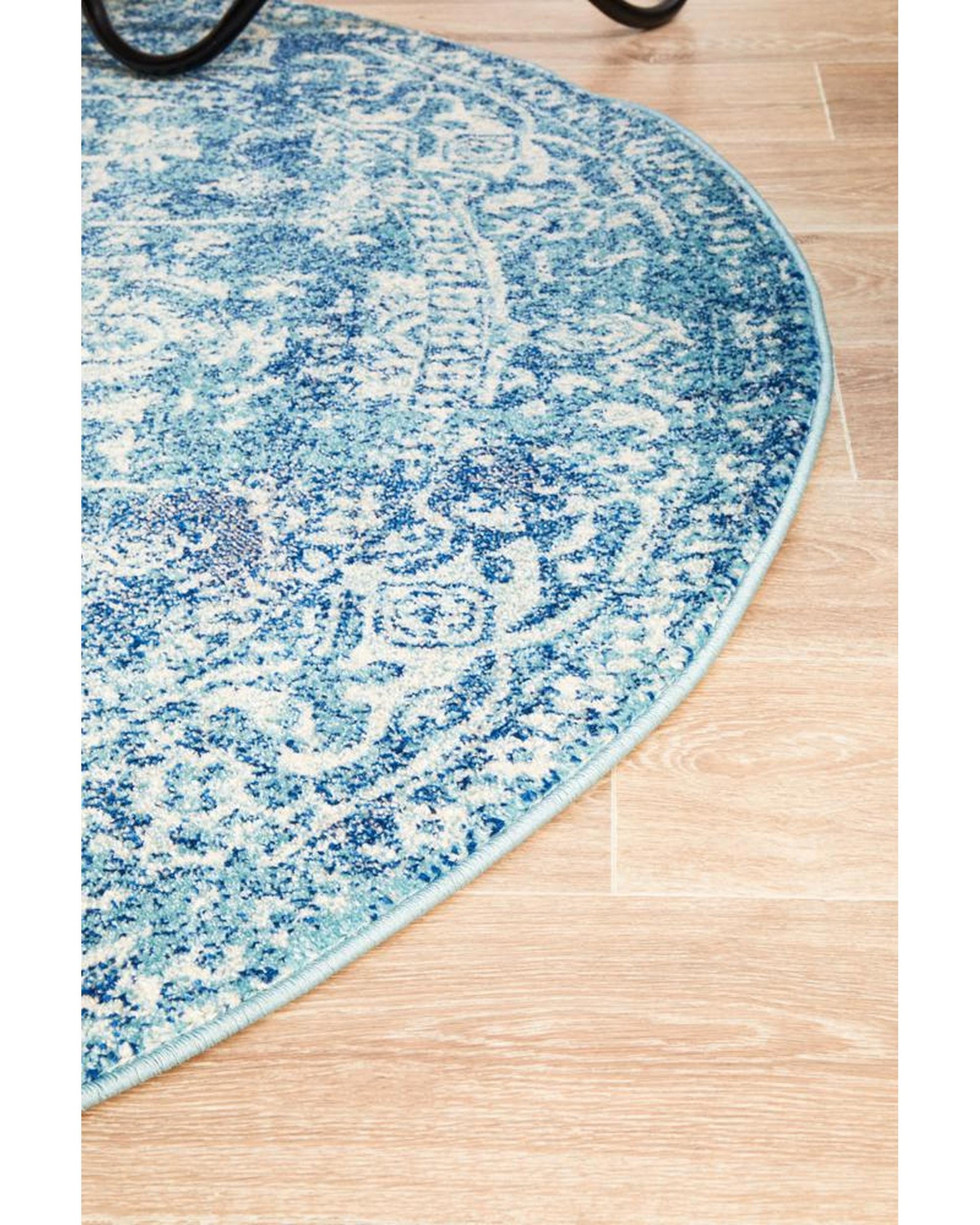 Evoke Muse Blue Transitional Round Rug Rug Culture