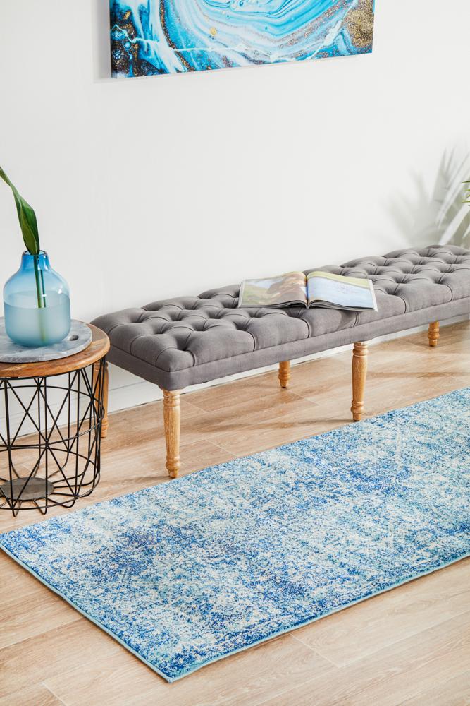 Evoke Muse Blue Transitional Runner Rug Rug Culture