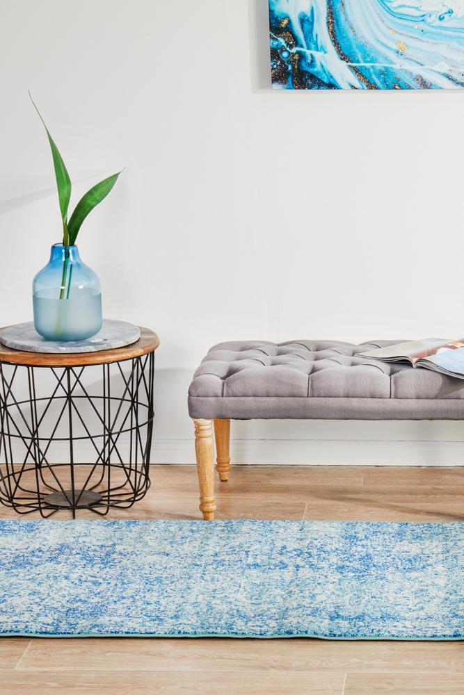 Evoke Muse Blue Transitional Runner Rug Rug Culture