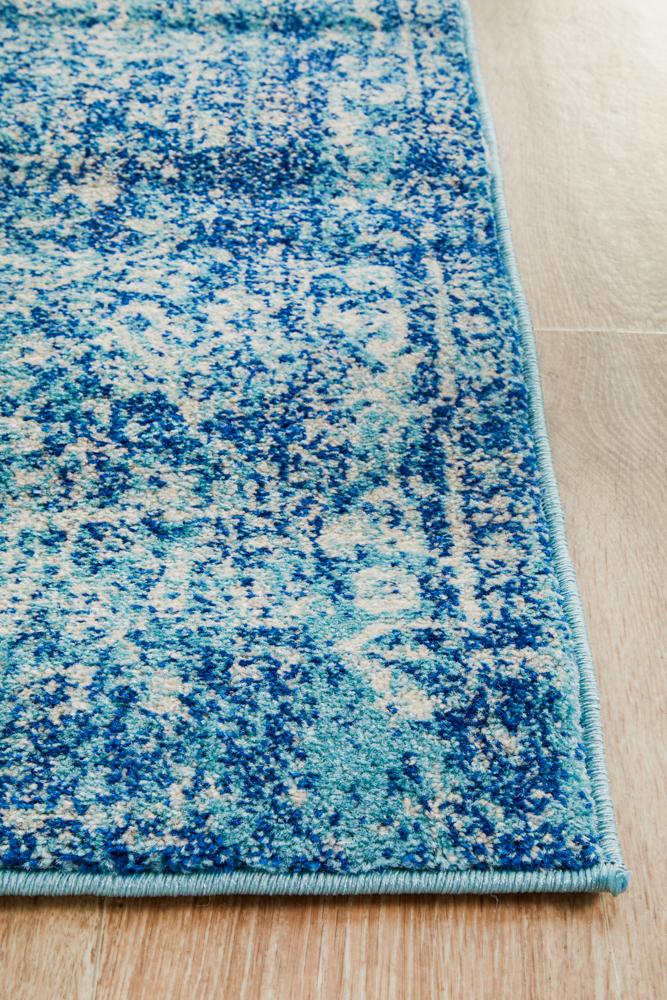 Evoke Muse Blue Transitional Runner Rug Rug Culture