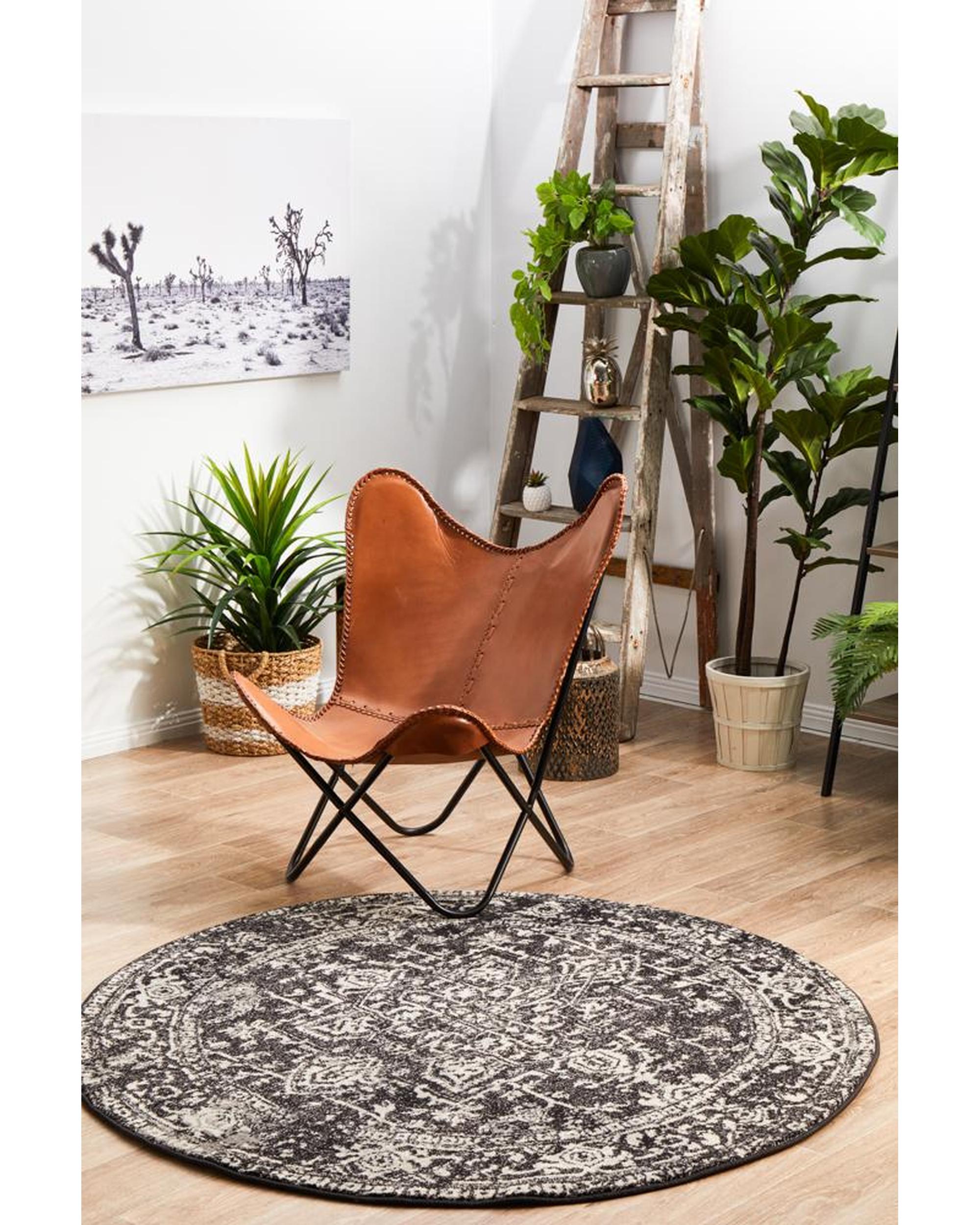 Evoke Scape Charcoal Transitional Round Rug Rug Culture