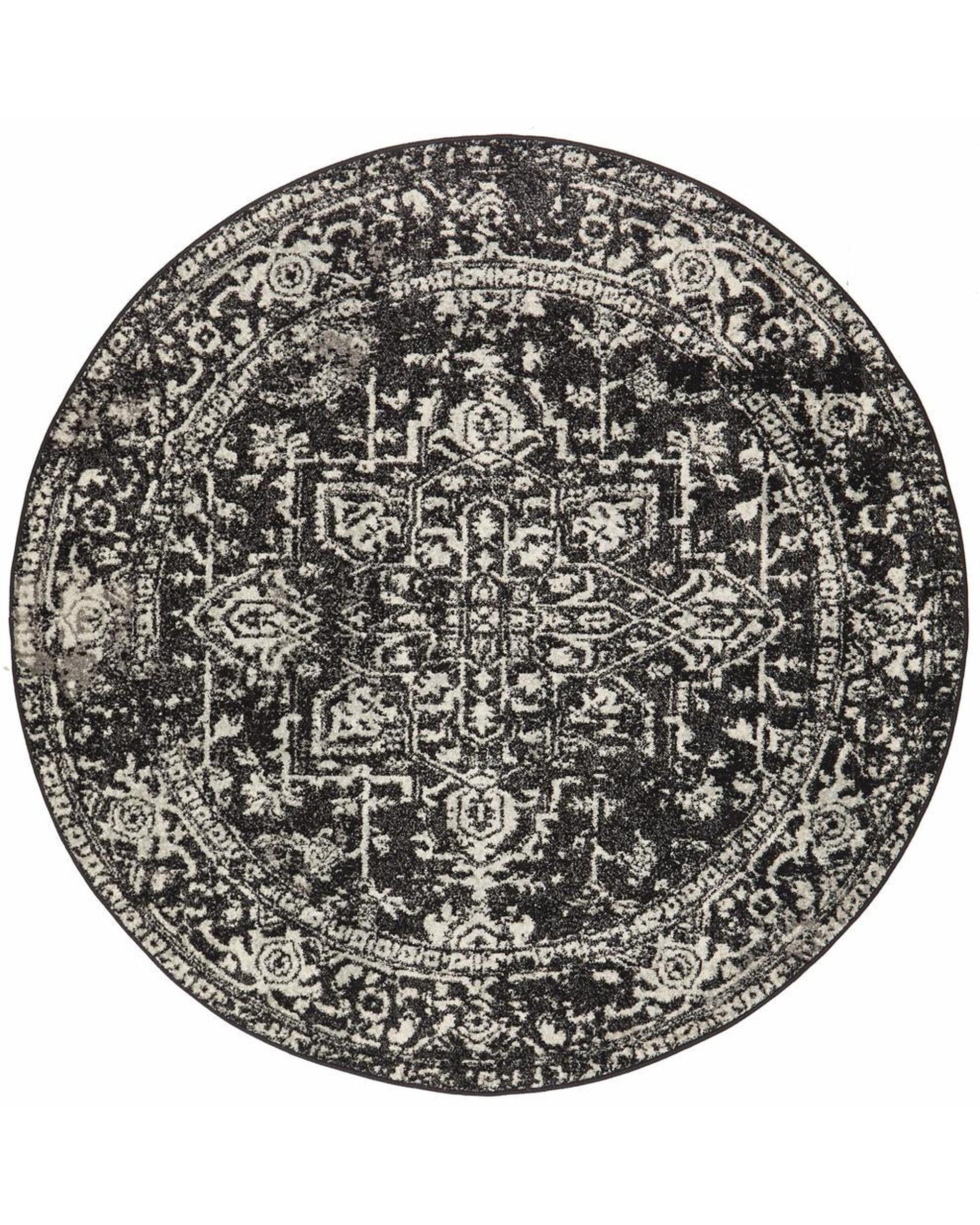 Evoke Scape Charcoal Transitional Round Rug Rug Culture