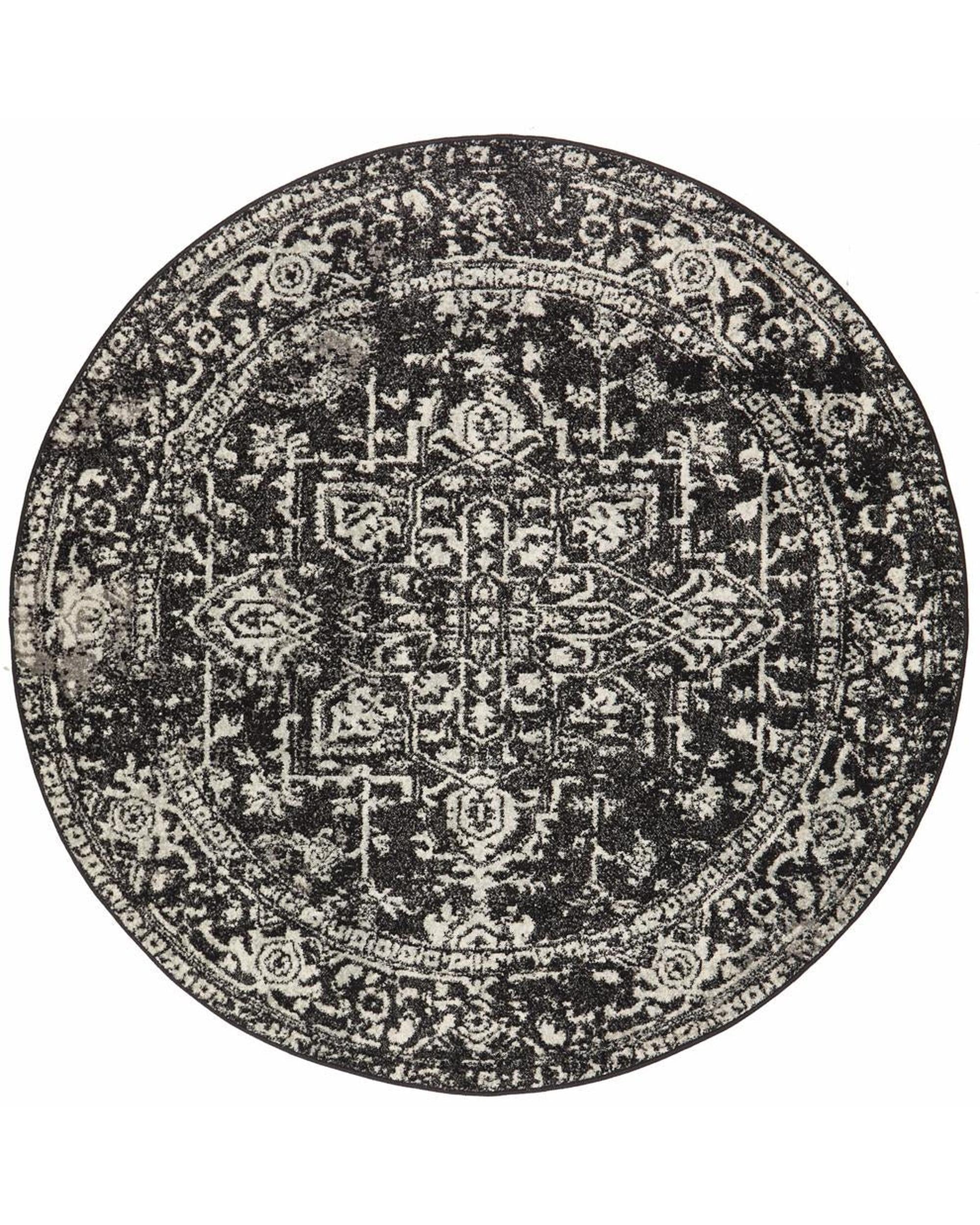 Evoke Scape Charcoal Transitional Round Rug Rug Culture