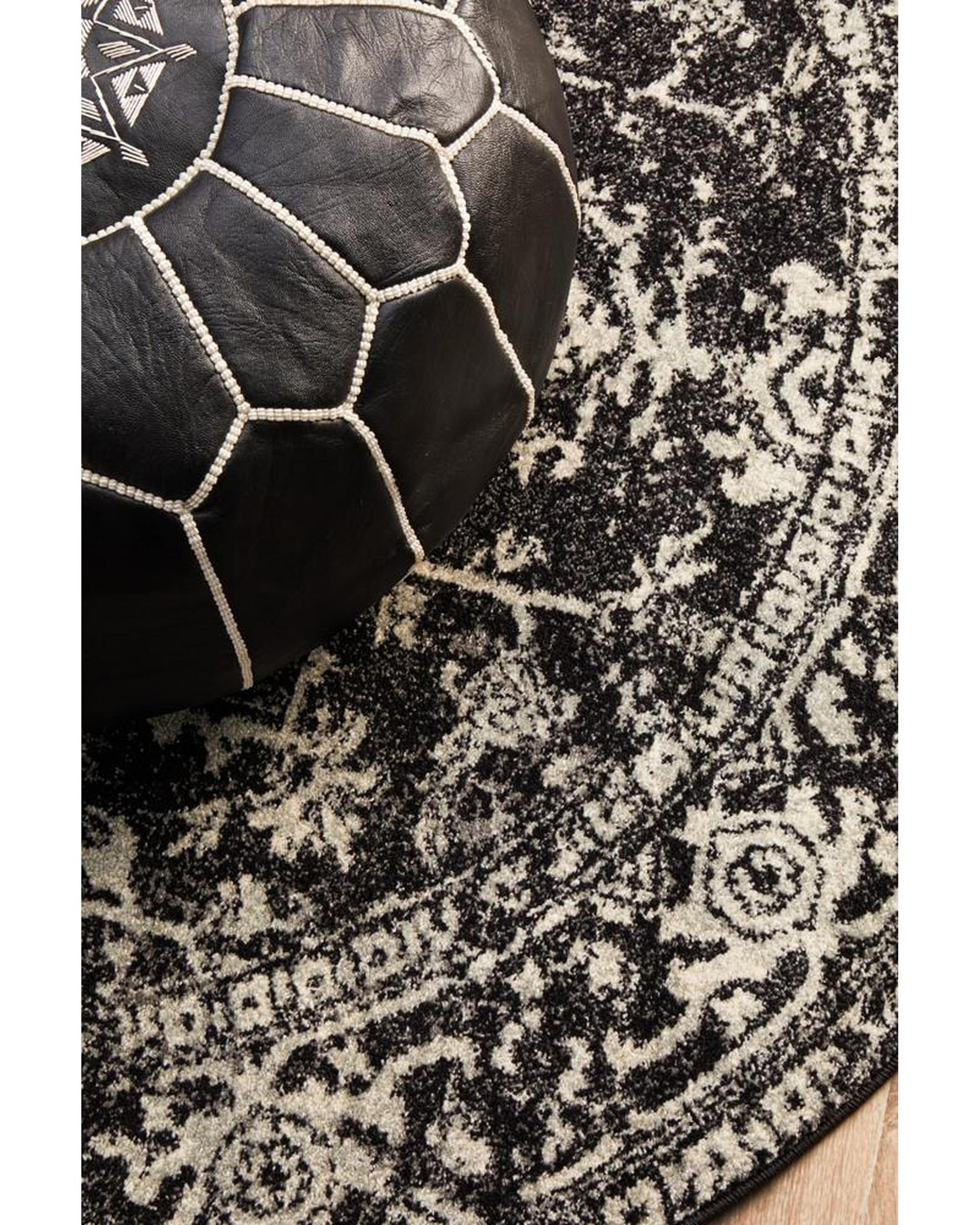 Evoke Scape Charcoal Transitional Round Rug Rug Culture