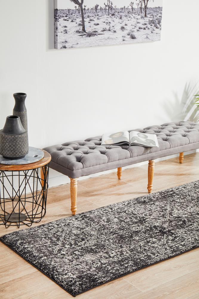 Evoke Scape Charcoal Transitional Runner Rug Rug Culture