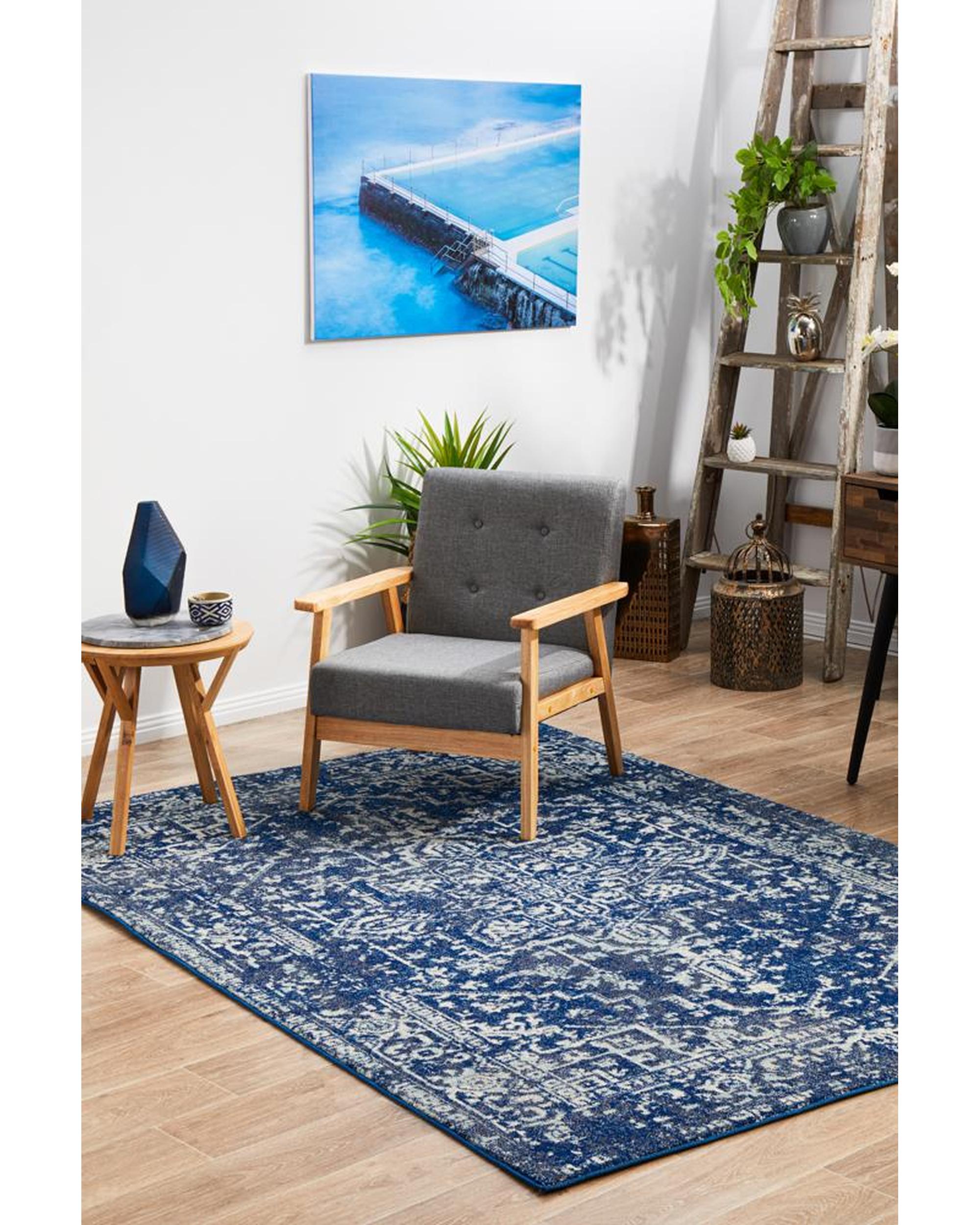 Evoke Contrast Navy Transitional Rug Rug Culture