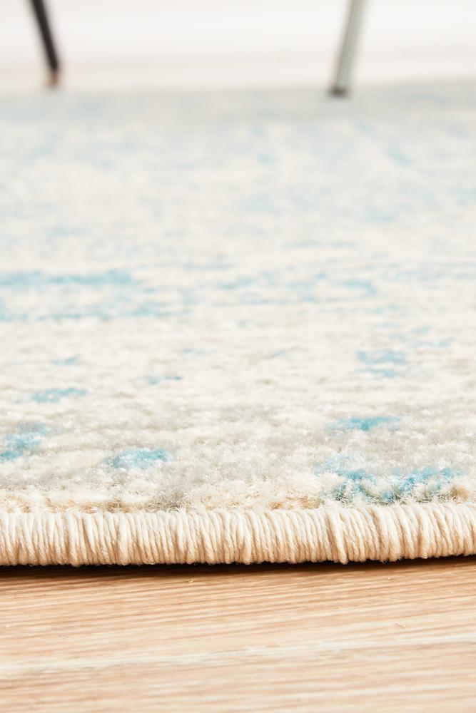 Evoke Glacier White Blue Transitional Round Rug Rug Culture