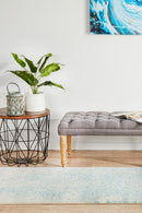 Evoke Glacier White Blue Transitional Runner Rug Rug Culture