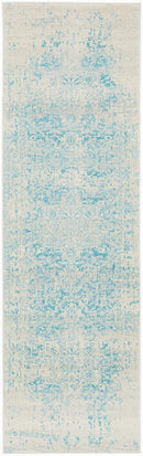 Evoke Glacier White Blue Transitional Runner Rug Rug Culture