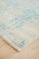 Evoke Glacier White Blue Transitional Runner Rug Rug Culture