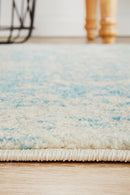 Evoke Glacier White Blue Transitional Runner Rug Rug Culture