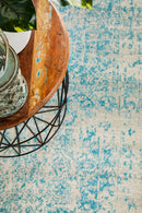 Evoke Glacier White Blue Transitional Runner Rug Rug Culture