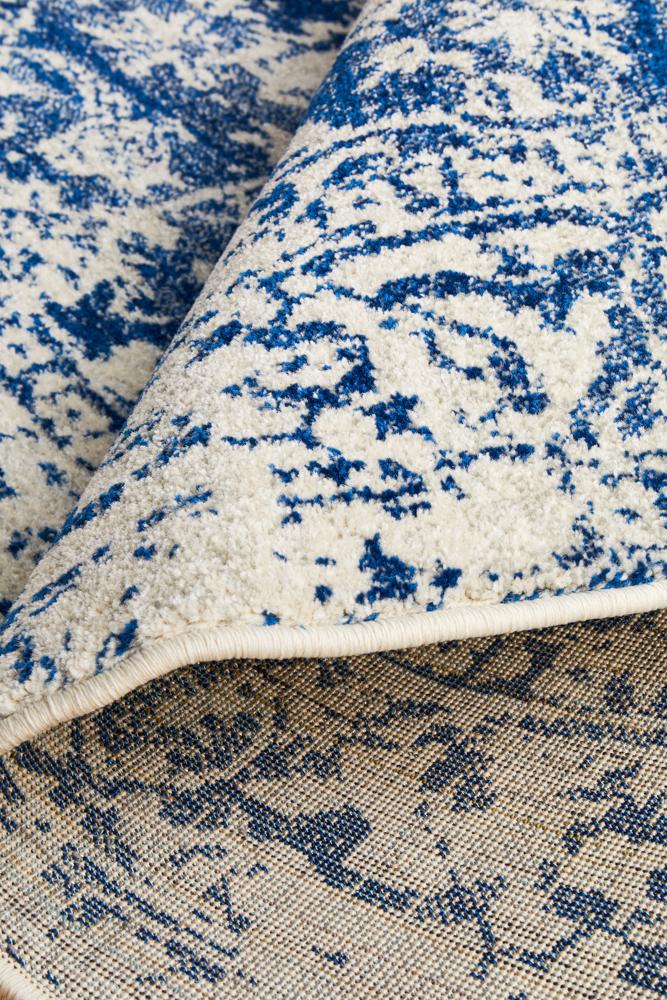 Evoke Horizon White Navy Transitional Round Rug Rug Culture