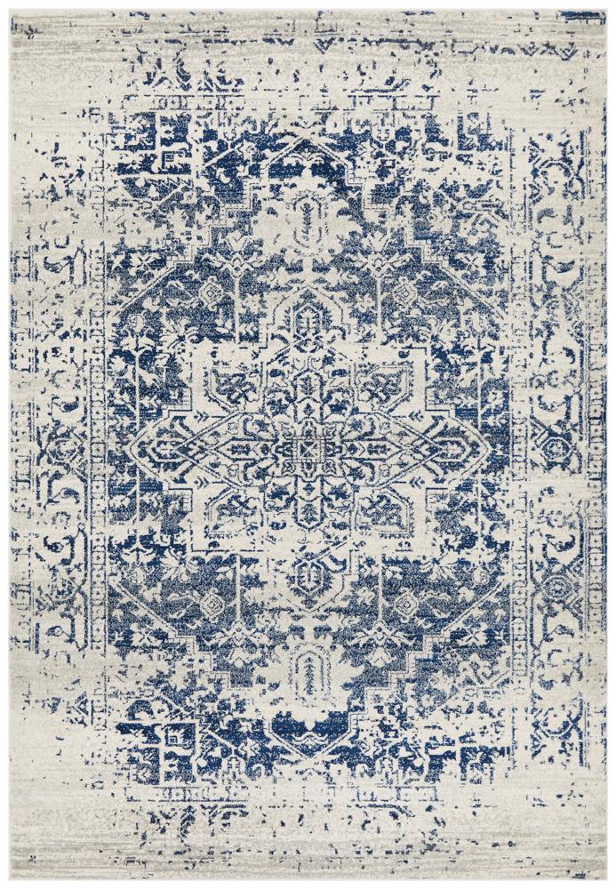 Evoke Horizon White Navy Transitional Rug Rug Culture