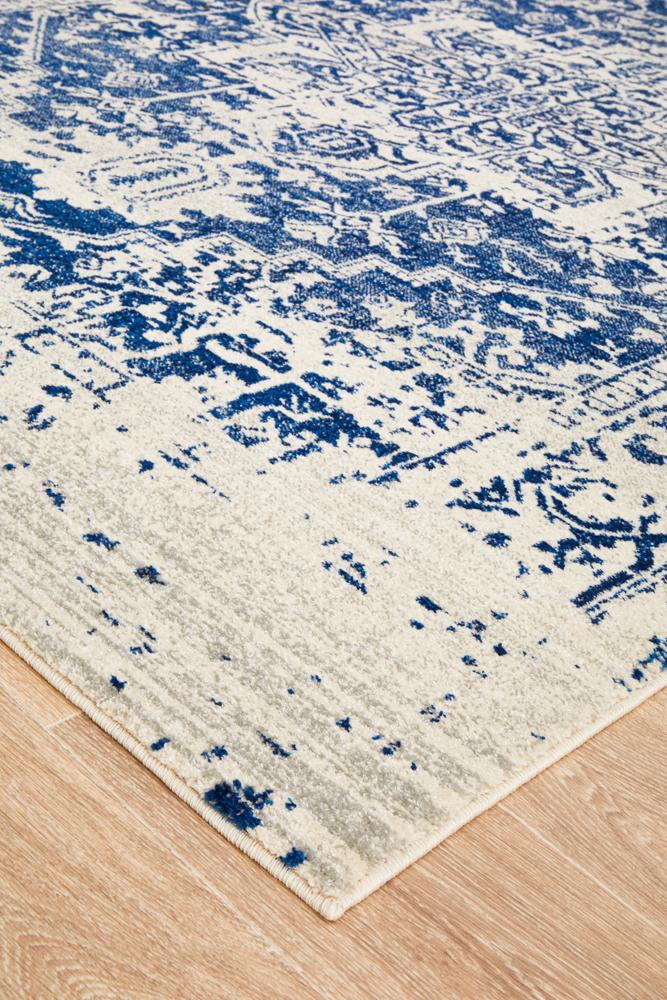 Evoke Horizon White Navy Transitional Rug Rug Culture