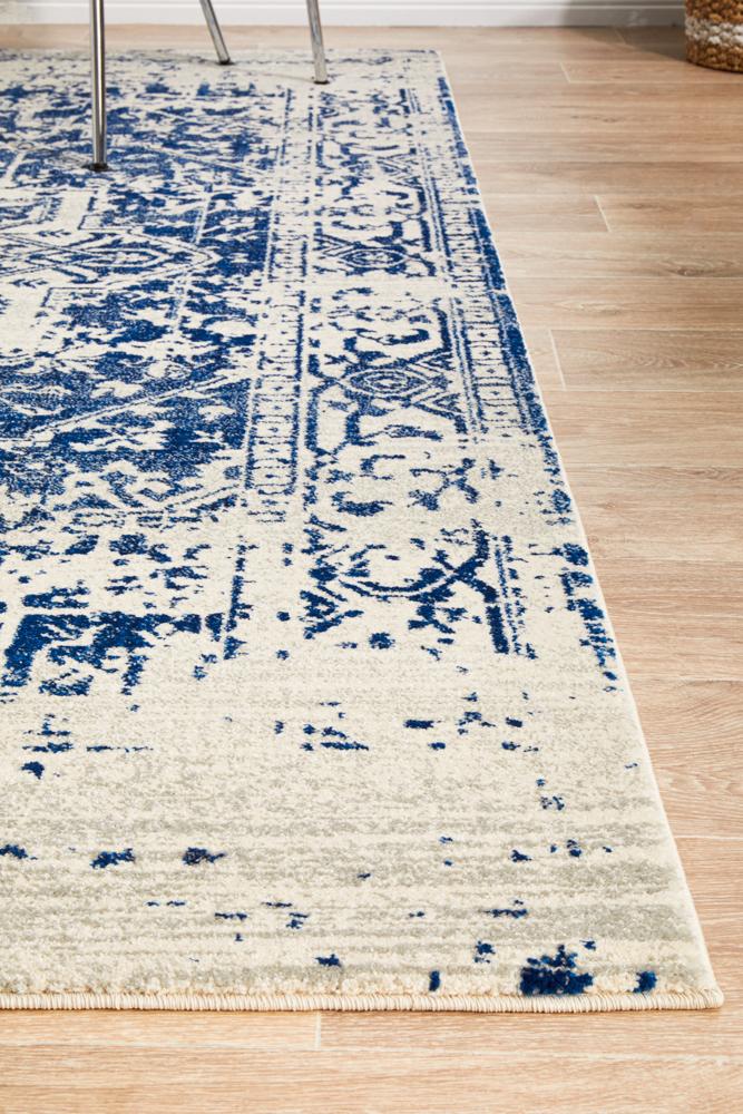 Evoke Horizon White Navy Transitional Rug Rug Culture