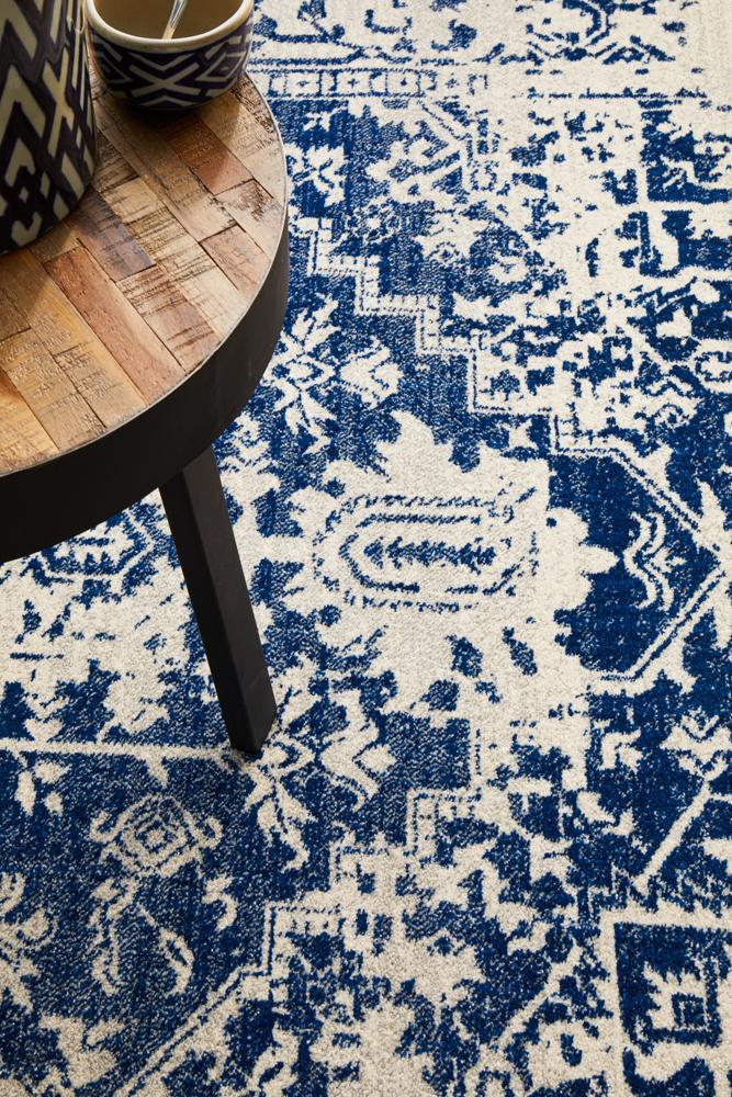 Evoke Horizon White Navy Transitional Rug Rug Culture