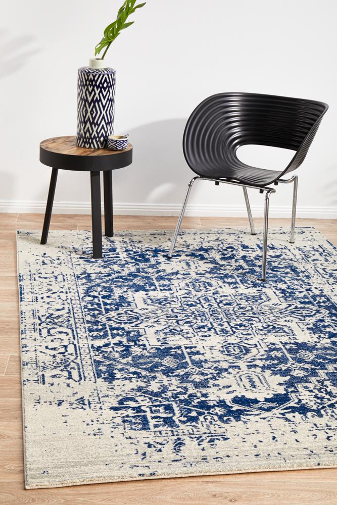 Evoke Horizon White Navy Transitional Rug Rug Culture