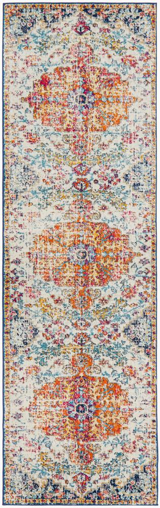 Evoke Carnival White Transitional Runner Rug Rug Culture
