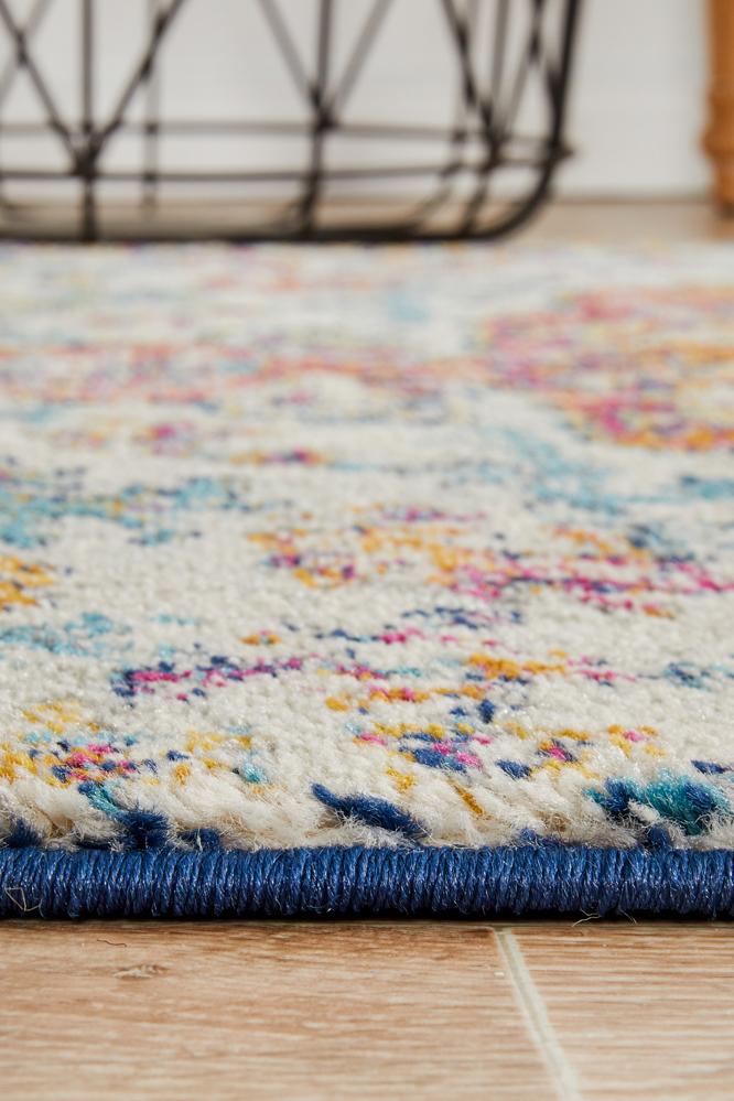 Evoke Carnival White Transitional Runner Rug Rug Culture