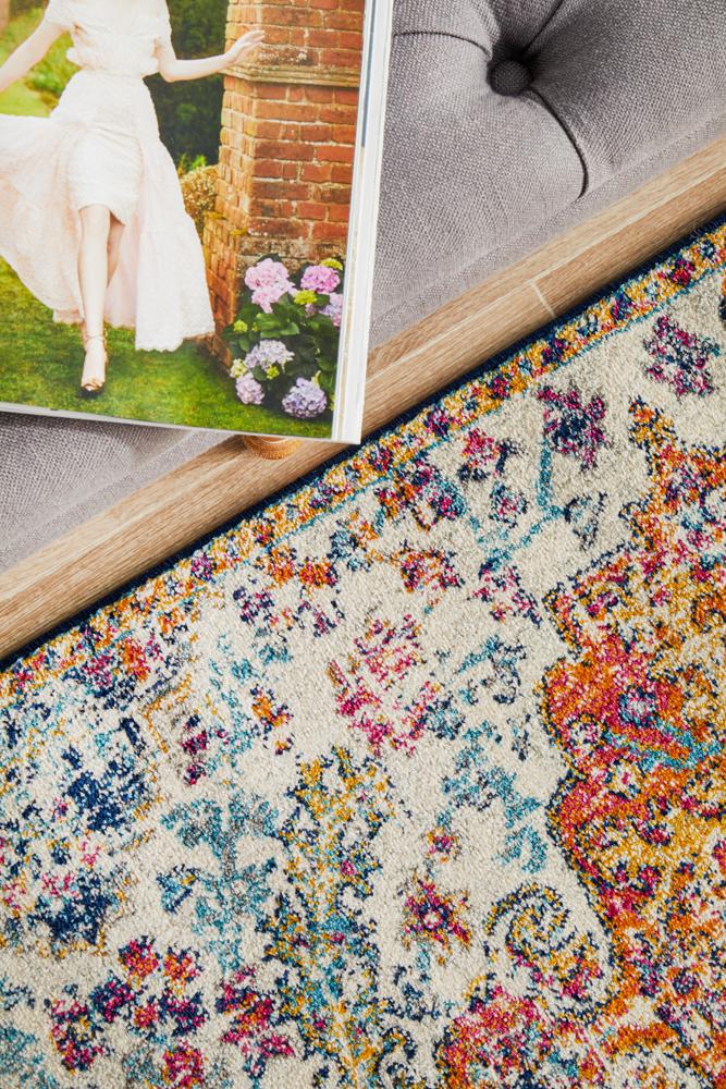 Evoke Carnival White Transitional Runner Rug Rug Culture