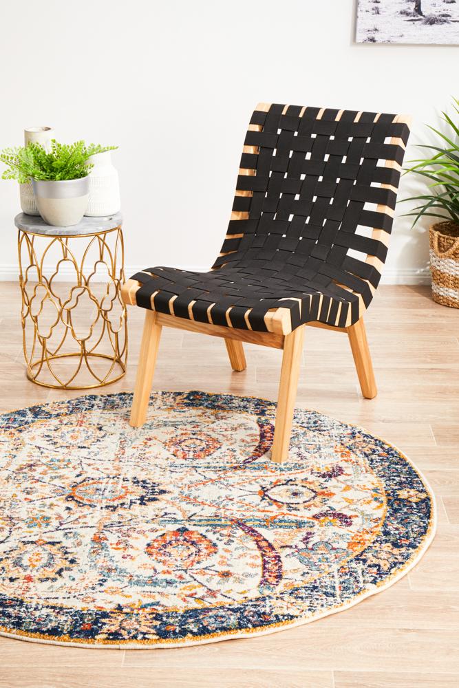 Evoke Peacock Ivory Transitional Round Rug Rug Culture