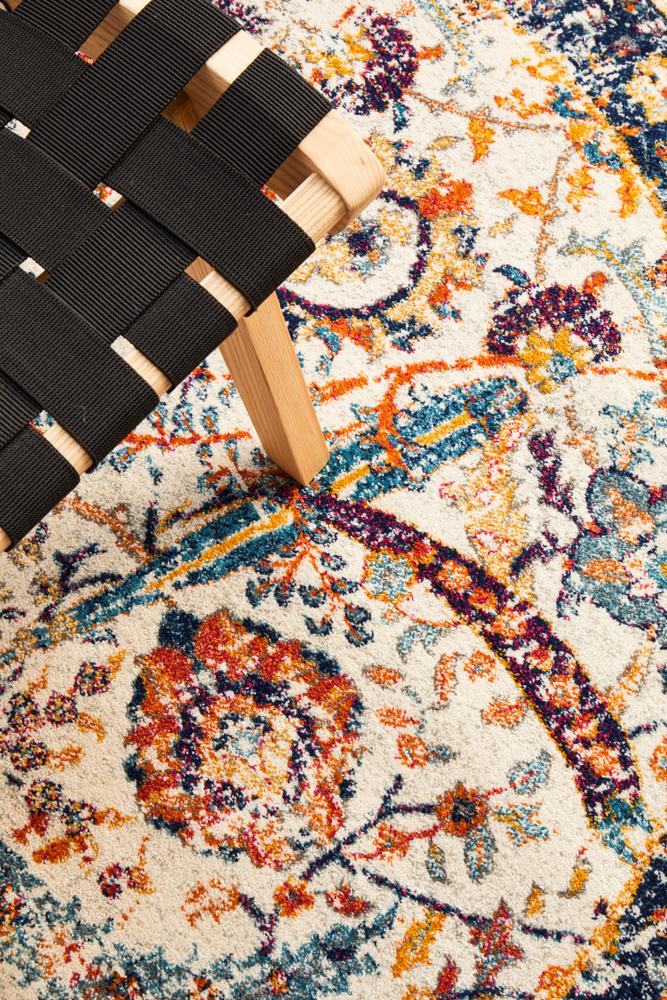 Evoke Peacock Ivory Transitional Round Rug Rug Culture