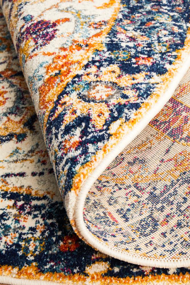 Evoke Peacock Ivory Transitional Round Rug Rug Culture