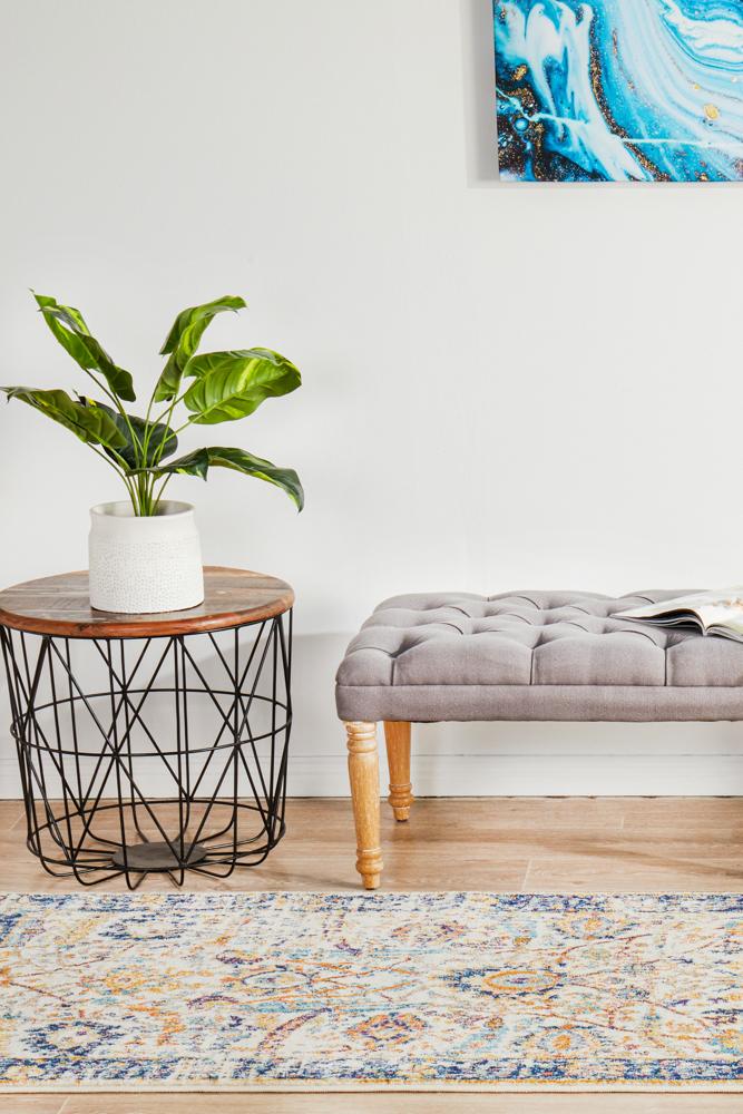 Evoke Peacock Ivory Transitional Runner Rug Rug Culture