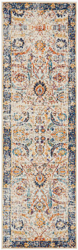 Evoke Peacock Ivory Transitional Runner Rug Rug Culture