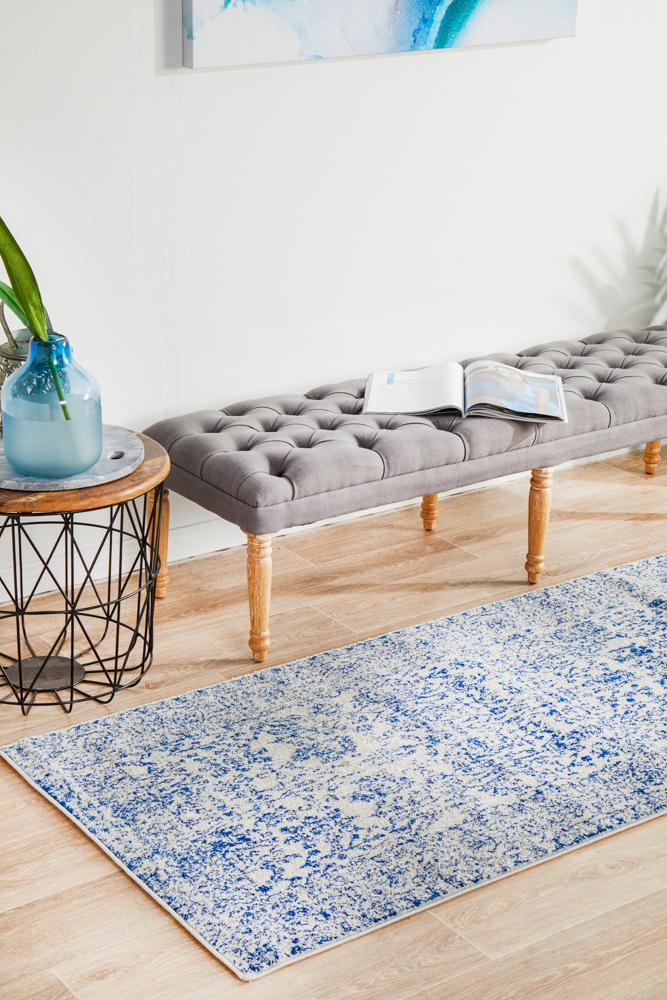 Evoke Frost Blue Transitional Runner Rug Rug Culture