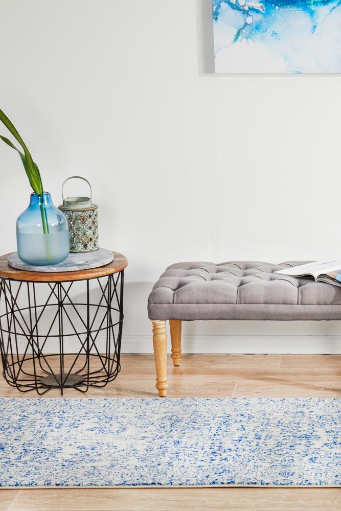 Evoke Frost Blue Transitional Runner Rug Rug Culture