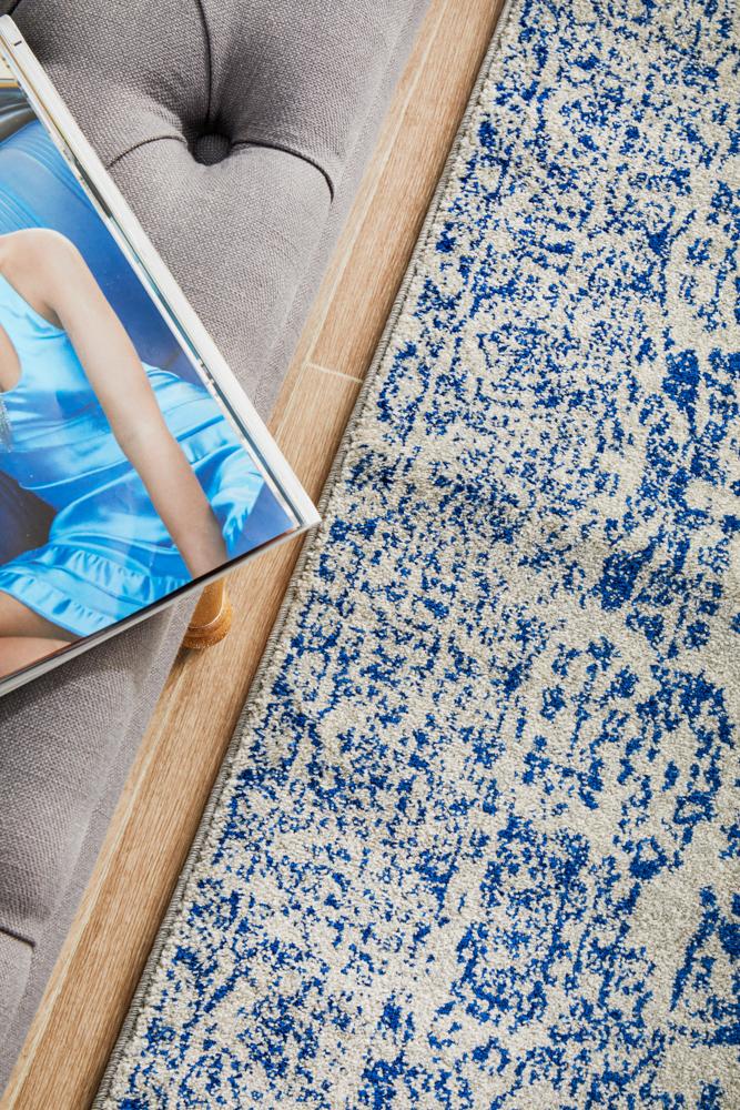 Evoke Frost Blue Transitional Runner Rug Rug Culture